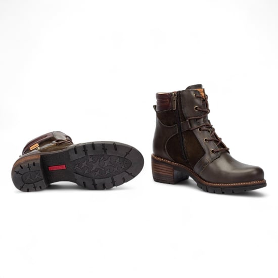 Botines Pikolinos de piel marrón bosque para mujer con tacón y cremallera - San Sebastián - Image 6