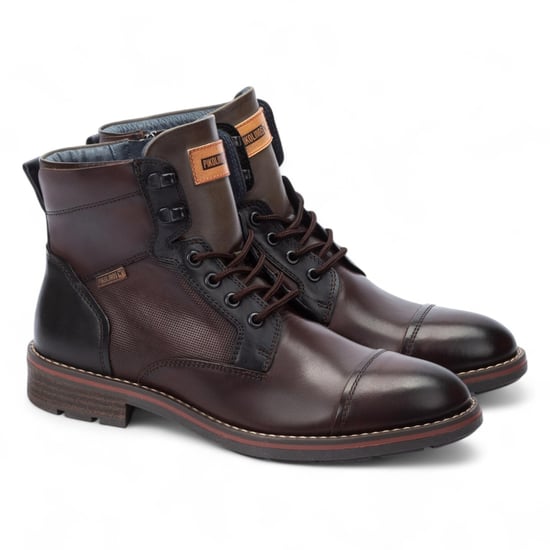 Botines Pikolinos Olmo de piel marrón con cremallera y cordones para hombre - York - Image 3