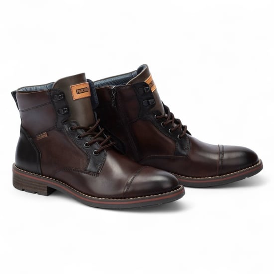 Botines Pikolinos Olmo de piel marrón con cremallera y cordones para hombre - York - Image 6