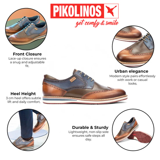 Zapatos Oxford Pikolinos con cordones en piel marrón brandy para hombre - Ávila - Image 2