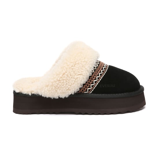 EVER AU Australia Mujeres Pantuflas de Plataforma de Punto con Piel de Oveja Crake - Image 1