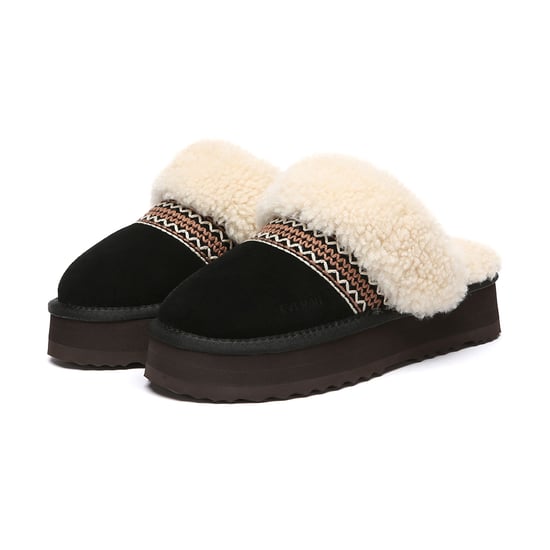 EVER AU Australia Mujeres Pantuflas de Plataforma de Punto con Piel de Oveja Crake - Image 4