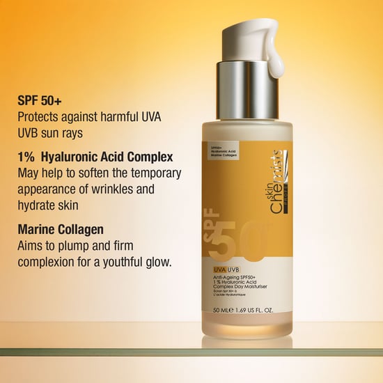 skinChemists Crema Hidratante Diurna Antienvejecimiento SPF 50 con 1% de Ácido Hialurónico Pack Dúo de 50 ml x 2 - Image 4