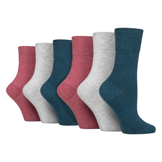 Paquete de 6 calcetines diabéticos para mujeres de algodón sin elasticidad con punta sin costuras - Image 1