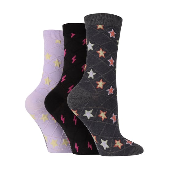 Paquete de 3 calcetines de algodón de textura de moda para mujeres - Image 1