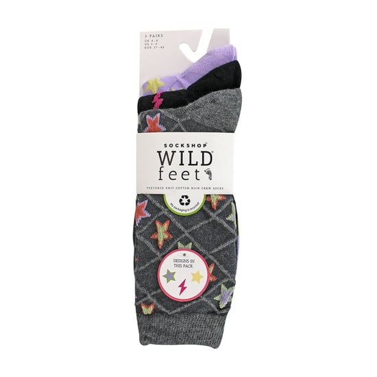 Paquete de 3 calcetines de algodón de textura de moda para mujeres - Image 2