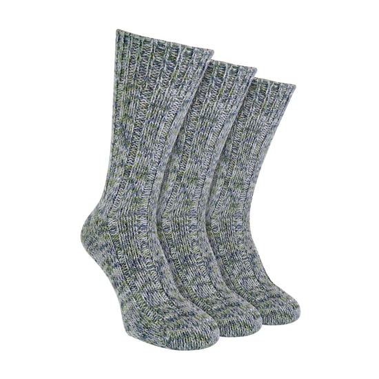 Paquete de 3 pares de calcetines para hombre de lana 100% acanalados con refuerzo en el talón y la punta. - Image 1