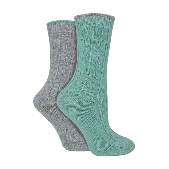 Paquete de 2 pares de calcetas de mujer con punta y talón de punto trenzado - Image 1