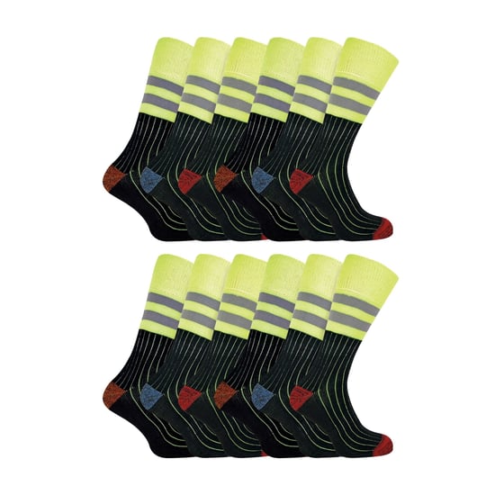 Paquete de 3 calcetines de trabajo para hombres de algodón resistente y alta visibilidad - Image 1