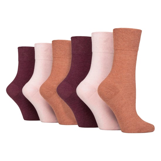 Paquete de 6 calcetines diabéticos para mujeres de algodón sin elasticidad con punta sin costuras - Image 1