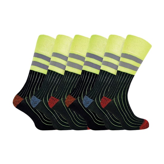 Paquete de 3 calcetines de trabajo para hombres de algodón resistente y alta visibilidad - Image 1