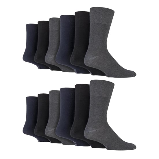 12 Pares de Calcetines para Hombre con Sujeción Suave y Parte Superior Suelta | Calcetines Extra Anchos sin Elasticidad - Image 1
