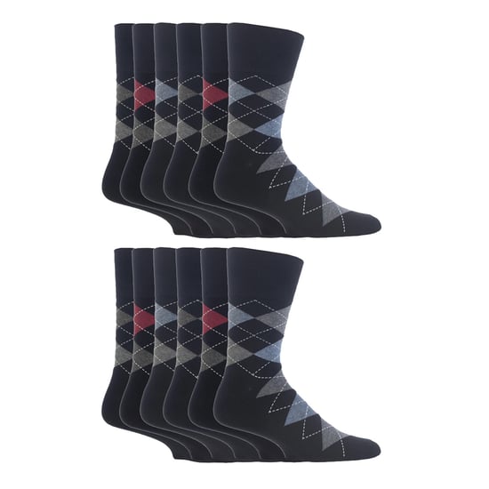 12 Pares de Calcetines de Hombre con Sujeción Suave y Parte Superior Suelta | Calcetines Extra Anchos sin Elastano - Image 1