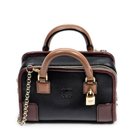 Loewe Micro Mini Amazona en Negro/Burdeos/Marrón Piel de becerro - Image 1