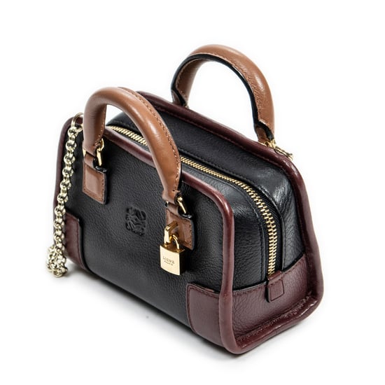 Loewe Micro Mini Amazona en Negro/Burdeos/Marrón Piel de becerro - Image 2