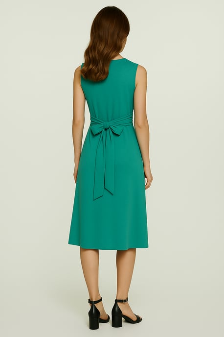 Vestido con escote en V y fajín - Image 4