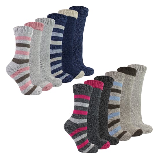 12 Pares de Calcetines de Botas para Dama sin Elástico con Rayas - Image 1