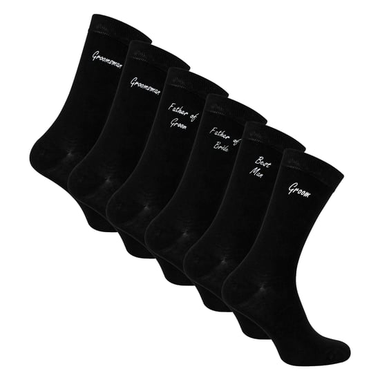 6 Pares de Calcetines de Boda para Hombre en Negro y Marino con Caja de Regalo - Image 1
