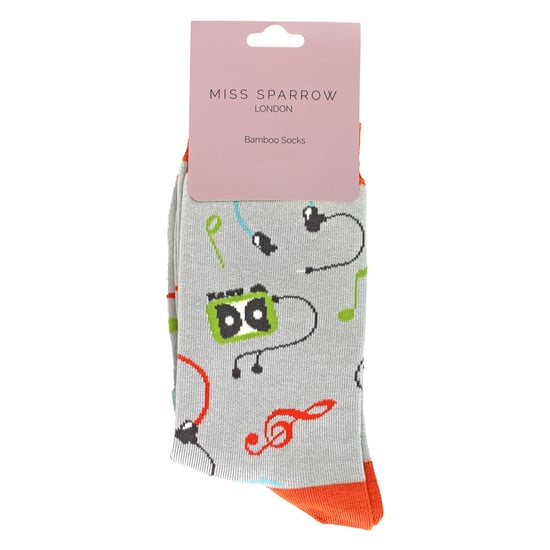 Calcetines de bambú con patrón de música retro para damas - Image 2