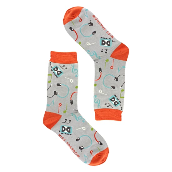Calcetines de bambú con patrón de música retro para damas - Image 3