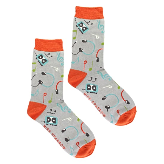 Calcetines de bambú con patrón de música retro para damas - Image 4
