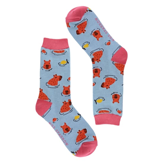 Calcetines de bambú con patrón de capibara para damas - Image 3