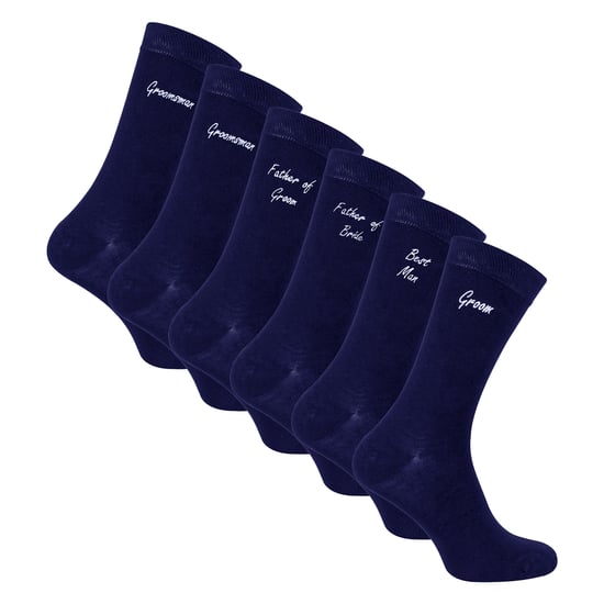 6 Pares de Calcetines de Boda para Hombre en Negro y Marino con Caja de Regalo - Image 1
