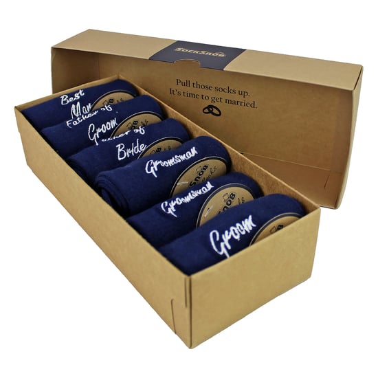6 Pares de Calcetines de Boda para Hombre en Negro y Marino con Caja de Regalo - Image 2