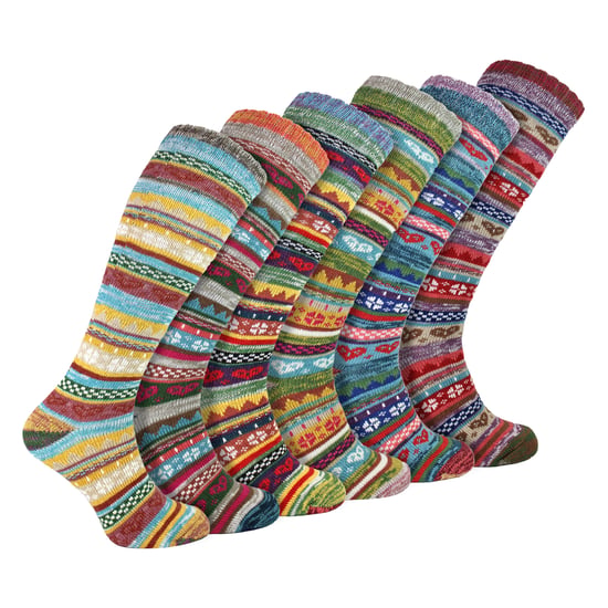 6 pares de calcetines altos para mujeres con patrones nórdicos - Image 3
