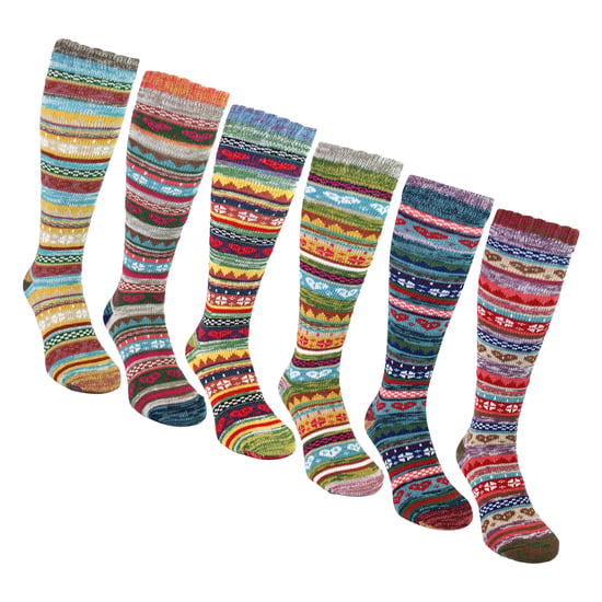 6 pares de calcetines altos para mujeres con patrones nórdicos - Image 5