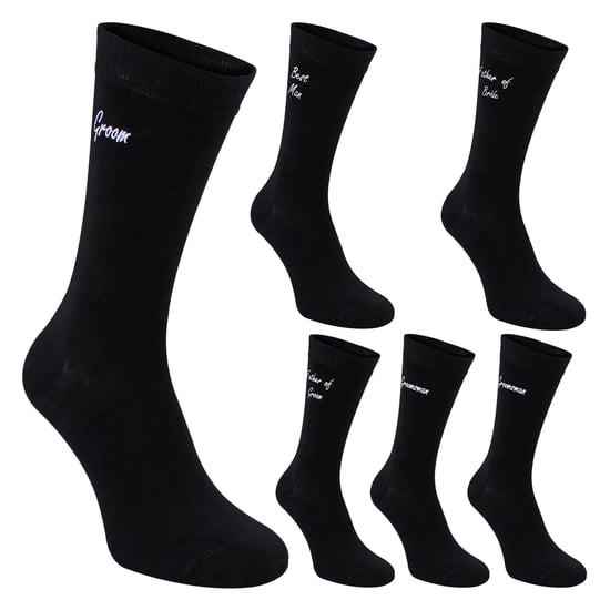 6 Pares de Calcetines de Boda para Hombre en Negro y Marino con Caja de Regalo - Image 3