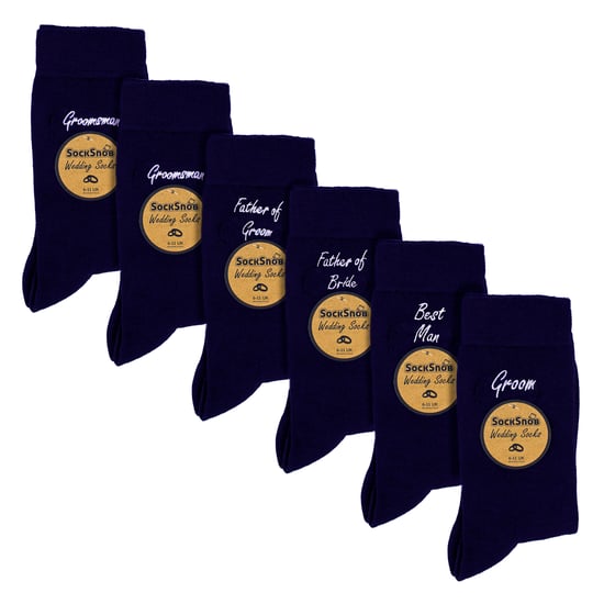 6 Pares de Calcetines de Boda para Hombre en Negro y Azul Marino con Caja de Regalo - Image 2