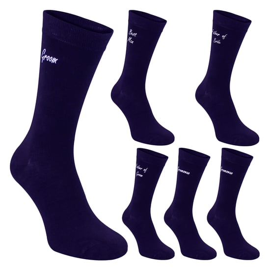 6 Pares de Calcetines de Boda para Hombre en Negro y Azul Marino con Caja de Regalo - Image 3