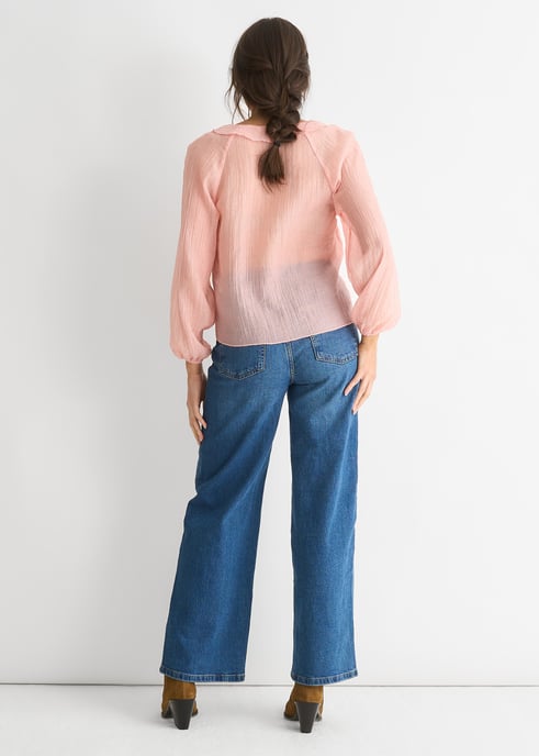 Blusa de manga larga con detalle de lazo y volantes - Image 4