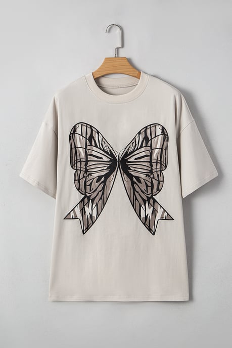 Túnica Casual de Manga Caída con Impresión de Gran Lazo Oversize - Image 3