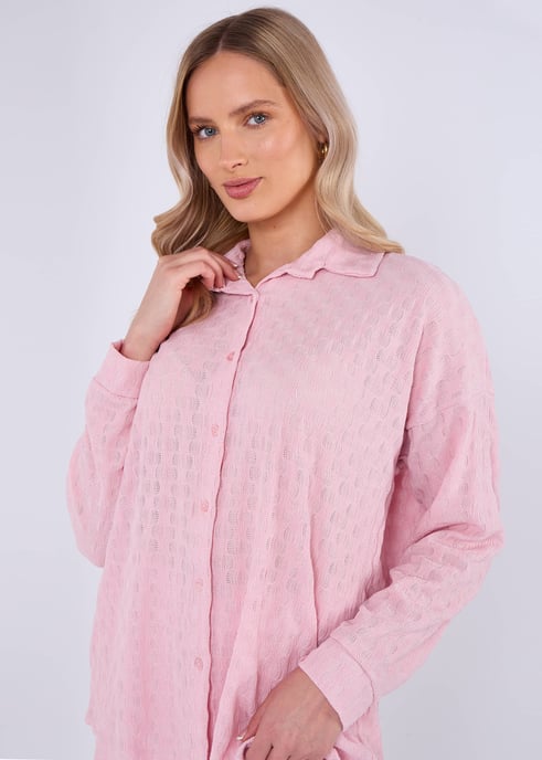 Camisa de manga larga texturizada rosa - Image 2
