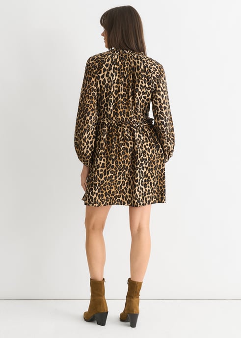 Minivestido smock animal marrón - Image 4
