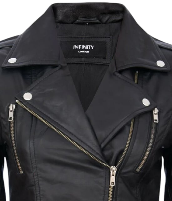 Chaqueta motera Brando de cuero negro para mujer - Constantia - Image 6