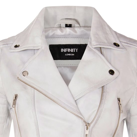 Chaqueta biker de cuero Brando corta blanca para mujer - Bellville - Image 6
