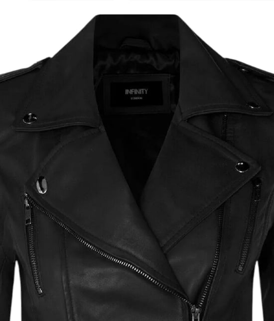 Chaqueta motera Brando de cuero negro mate para mujer - Constantia - Image 6