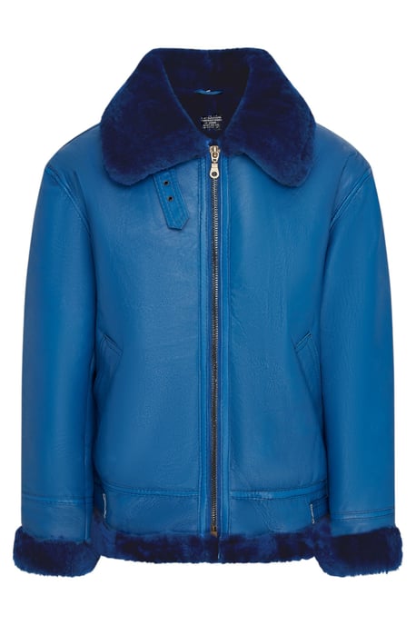 Chaqueta de aviador de piel de oveja azul B3 Bomber RAF para hombre - Sibasa - Image 2