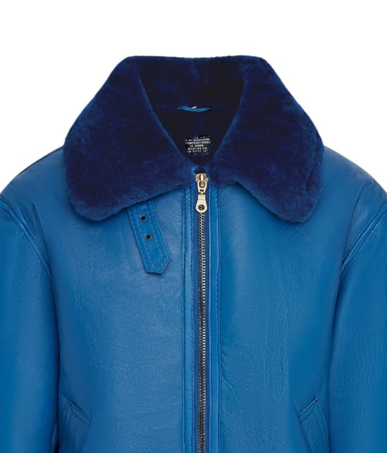 Chaqueta de aviador de piel de oveja azul B3 Bomber RAF para hombre - Sibasa - Image 6
