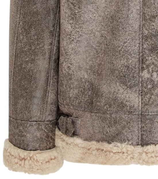 Chaqueta de aviador de piel de oveja B3 gris de la Segunda Guerra Mundial para hombre - Houston - Image 6