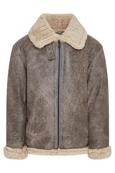 Chaqueta de aviador de piel de oveja B3 gris de la Segunda Guerra Mundial para hombre - Paarl - Image 2