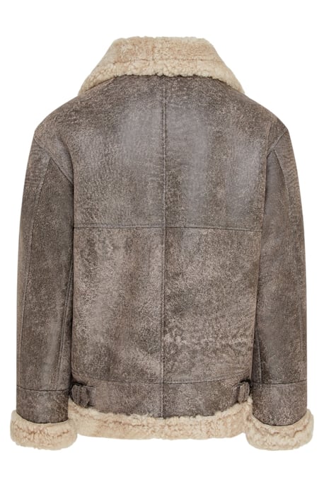 Chaqueta de aviador de piel de oveja B3 gris de la Segunda Guerra Mundial para hombre - Paarl - Image 5