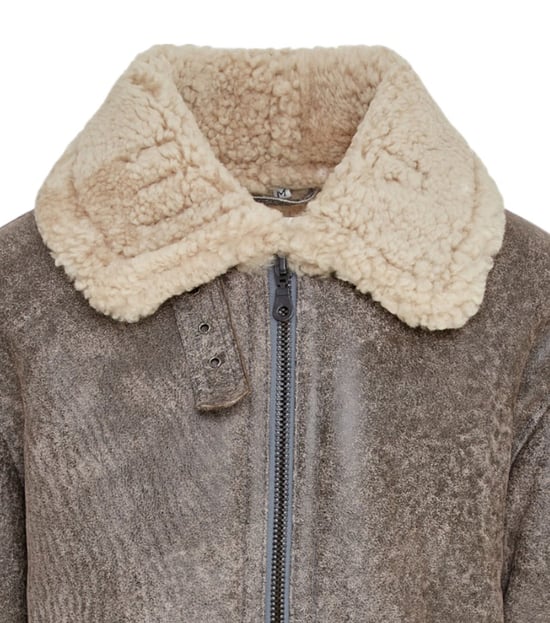 Chaqueta de aviador de piel de oveja B3 gris de la Segunda Guerra Mundial para hombre - Paarl - Image 6