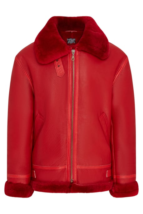 Chaqueta de aviador de piel de oveja roja B3 Bomber RAF para hombre - Sibasa - Image 2
