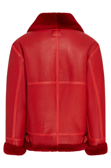 Chaqueta de aviador de piel de oveja roja B3 Bomber RAF para hombre - Sibasa - Image 5