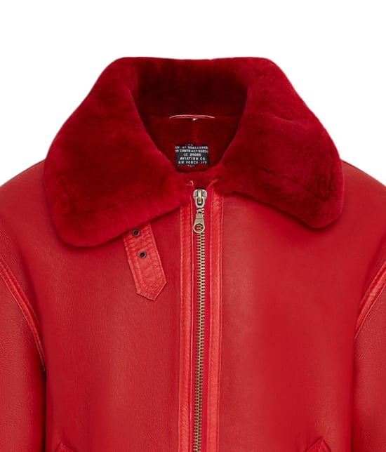 Chaqueta de aviador de piel de oveja roja B3 Bomber RAF para hombre - Sibasa - Image 6