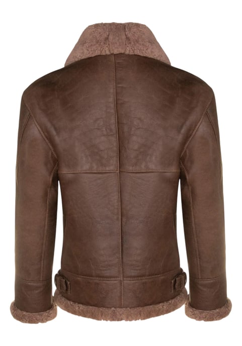 Chaqueta de aviador de piel de oveja B3 marrón de la Segunda Guerra Mundial para hombre - Paarl - Image 5